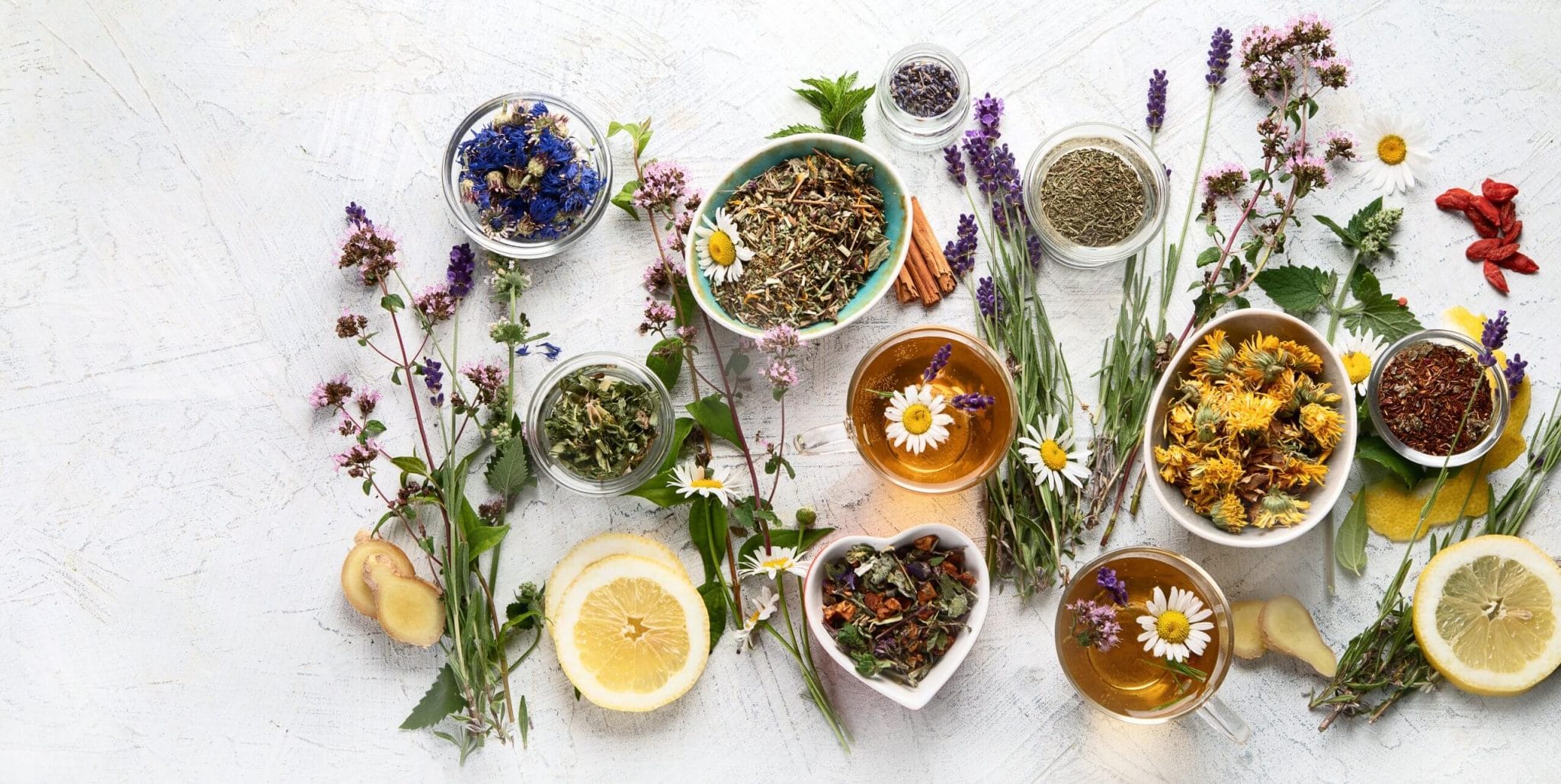 Various kinds of herbal tea