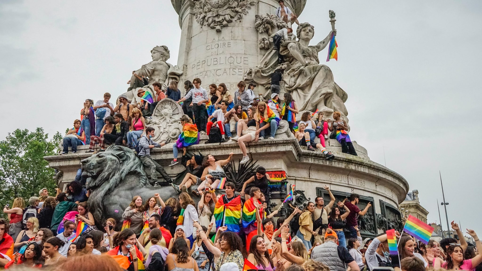 Around 30,000 people participated for the Gay Pride march organized by the Inter-LGBT on 26 June 2021. The gay pride march started in the suburbs, in Pantin (Seine-Saint-Denis) for the first time since 1977. In a festive atmosphere, without mask or social distancing, thousands of young people have tasted a semblance of life before, despite a gloomy weather, Paris, France.