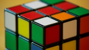Closeup of a Rubik's cube