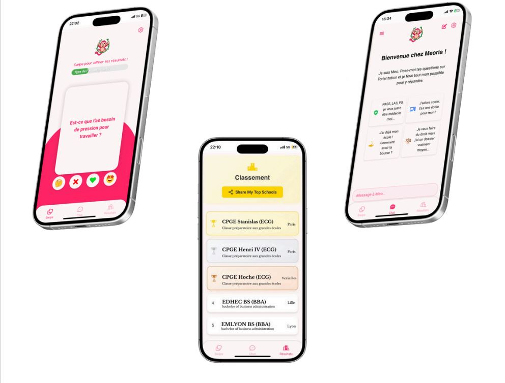 Meoria : L’application pour aider les futurs étudiants à trouver leur voie