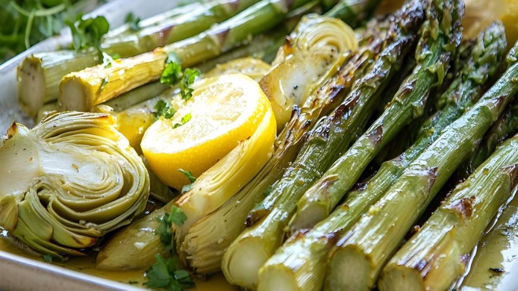 Asperges vertes grillées au four, tendres et croustillantes à la fois