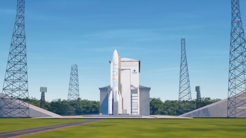 Vue sur la fusée Ariane 6 et son pas de tir dans Fortnite