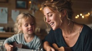 Mère et fille jouent de la musique - crédit photo : Khai via Adobe Stock