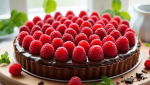 Tarte aux framboises et au chocolat