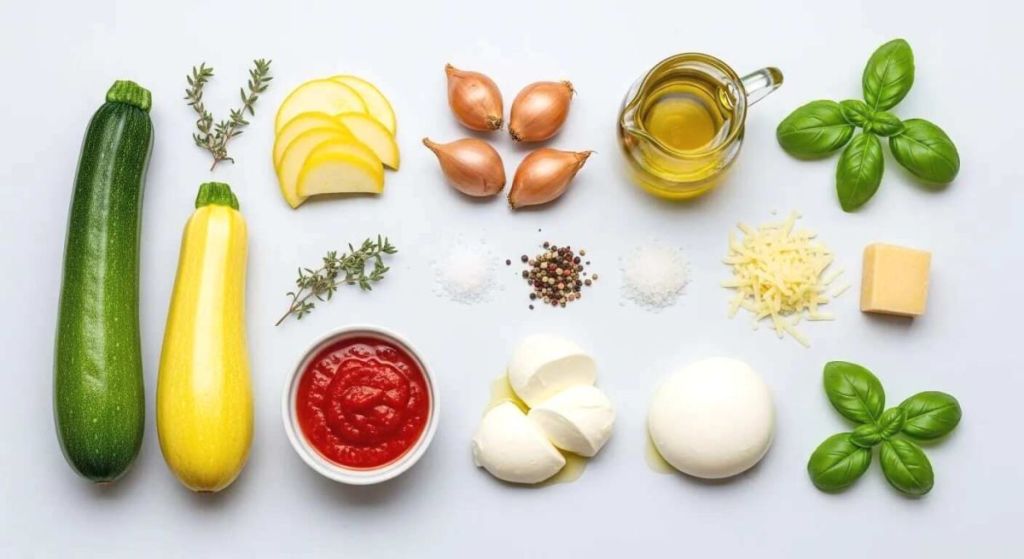 Ingrédients courgette gratinée tomate mozza