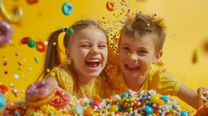 Enfants sous une avalanche de bonbons - crédit photo : Irina Ukrainets via Adobe Stock