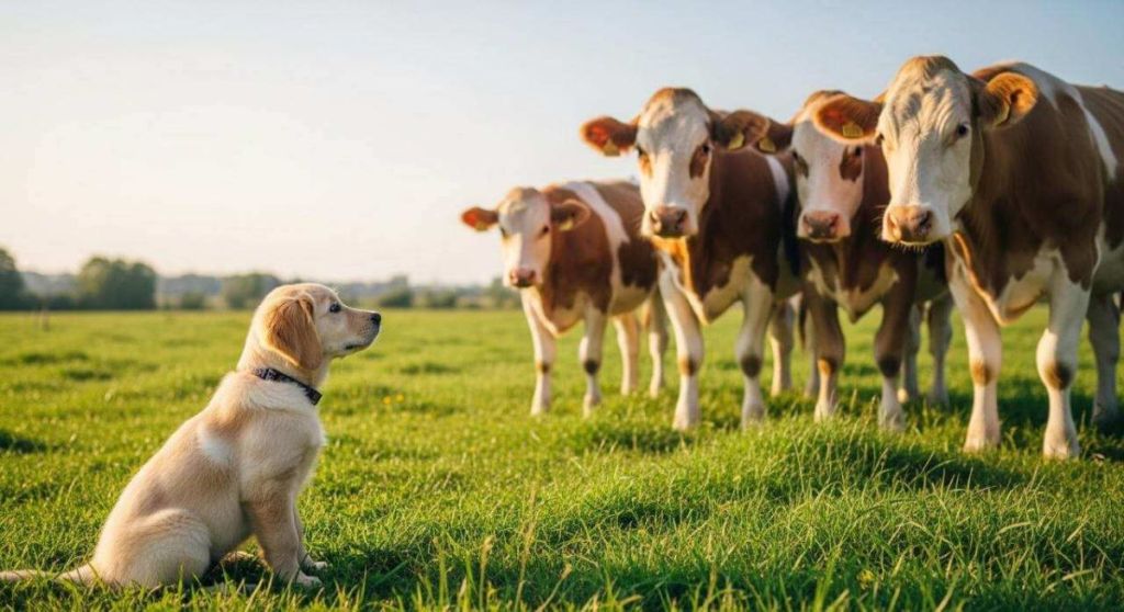Ce chiot trop mignon face à des vaches a attendri 5,8 millions d’internautes en quelques heures