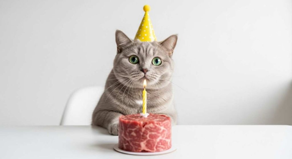 Chat qui fête son anniversaire
