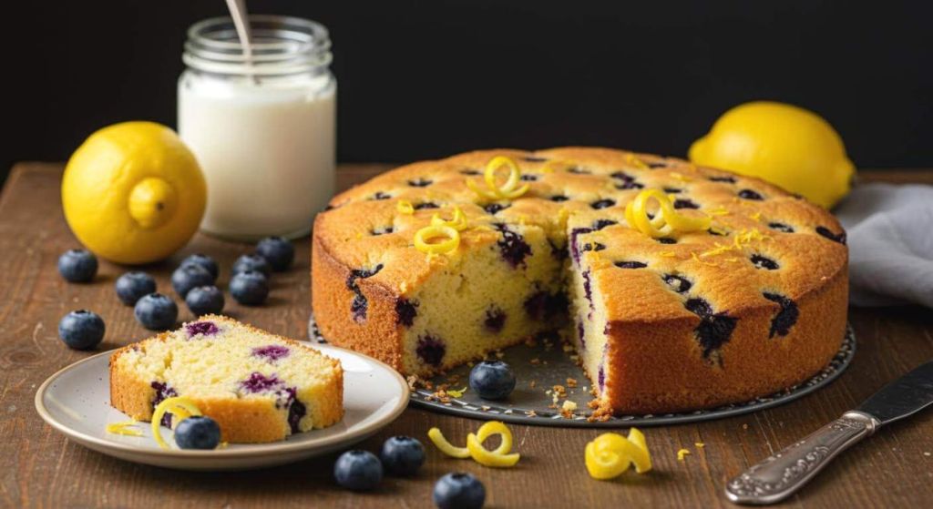 Ce gâteau yaourt citron-myrtille moelleux à souhait se prépare sans balance : le dessert chouchou des petits gourmands !