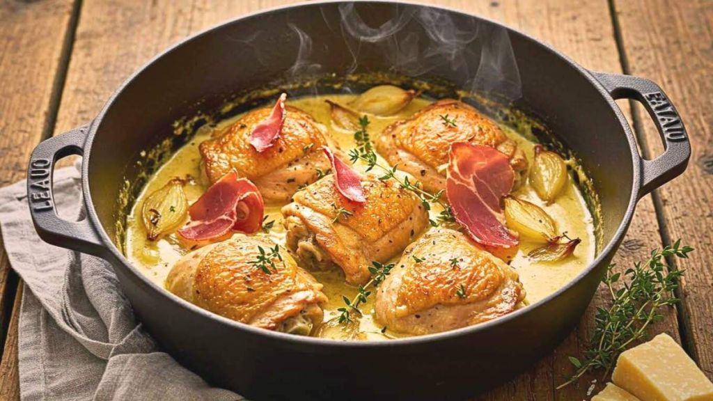 “C’est crémeux, parfumé, complètement gourmand…” : ce poulet mijoté parmesan‑jambon de Parme va conquérir vos tablées