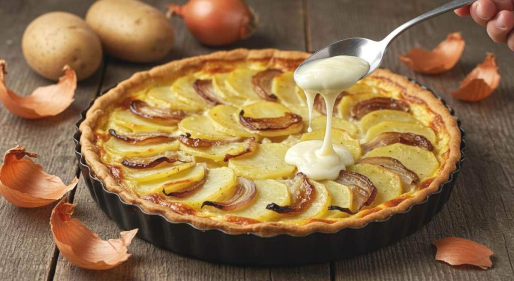 Tarte généreuse à la cancoillotte, pommes de terre et jambon : le plat ultra réconfortant qu’on adopte dès qu’il fait plus froid