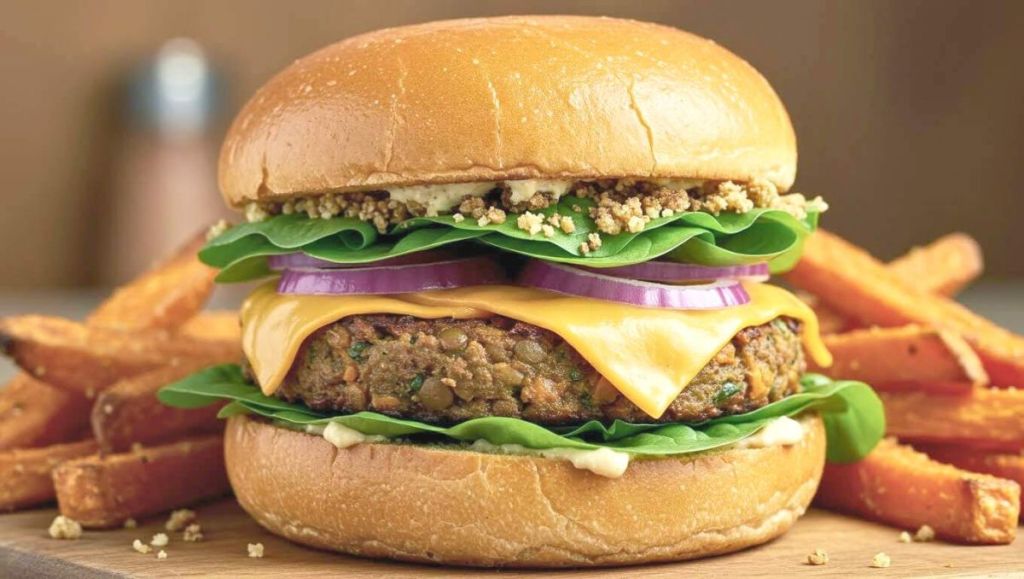 Avec ce burger végétal lentilles-patate douce, l’automne devient la meilleure saison pour cuisiner comfort food