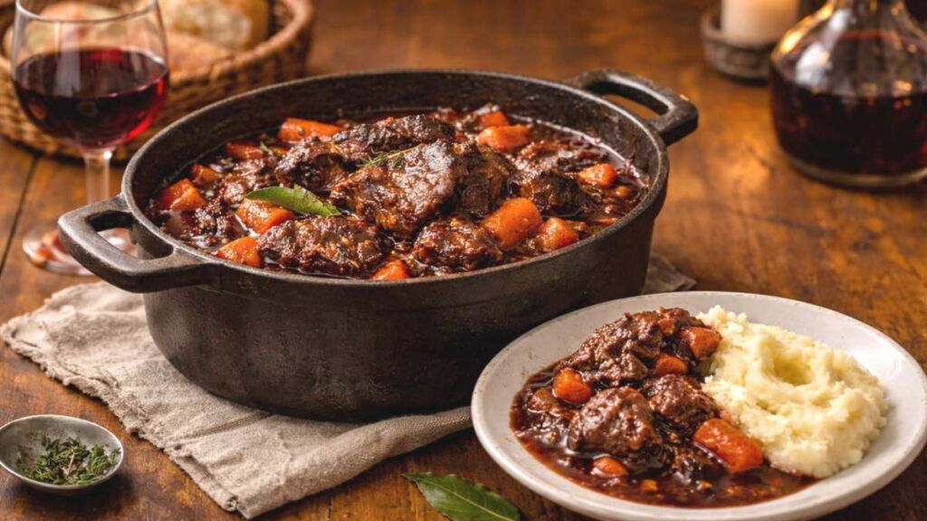 Ce paleron mijoté au vin rouge réveille des souvenirs d’enfance enfouis dès la première bouchée fondante