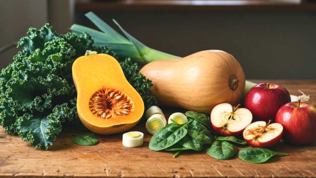 Légumes et fruits d’hiver rassasiants : comment courge, poireau, chou et pomme allègent l’assiette sans frustration
