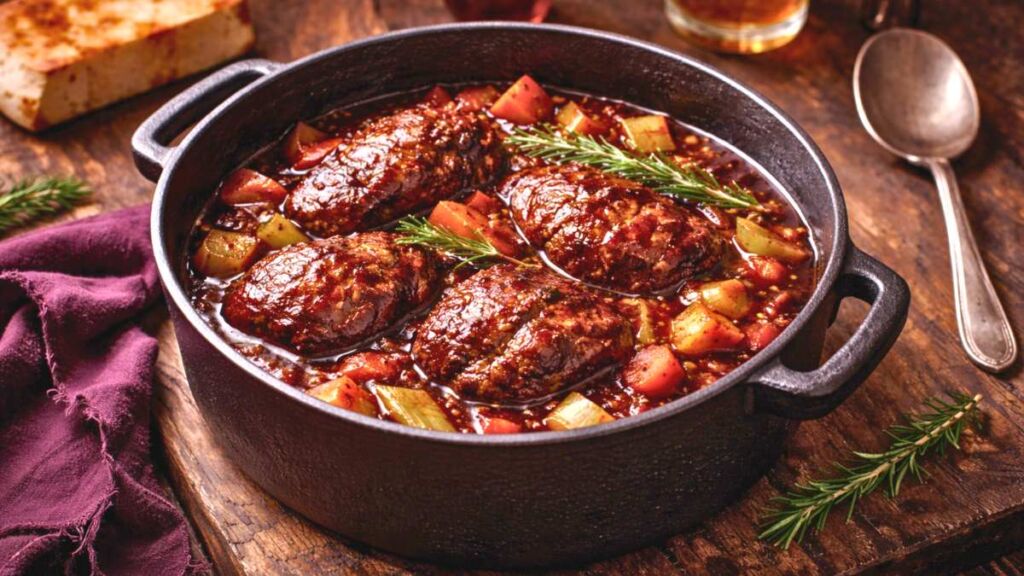 Mijotées 45 minutes, nappées d’une sauce au vin rouge : les joues de porc qui réconcilient avec la tradition