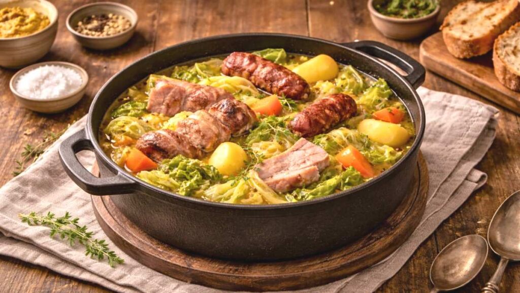 Cette potée au chou fumante réchauffe l’hiver et les cœurs, grâce à une cuisson lente héritée des tables d’autrefois