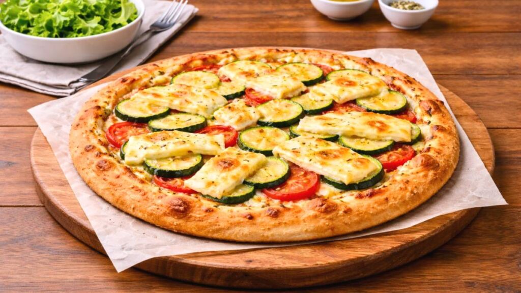 Cette pizza courgette et brie maison cache un équilibre parfait entre douceur, fraîcheur et gourmandise irrésistible