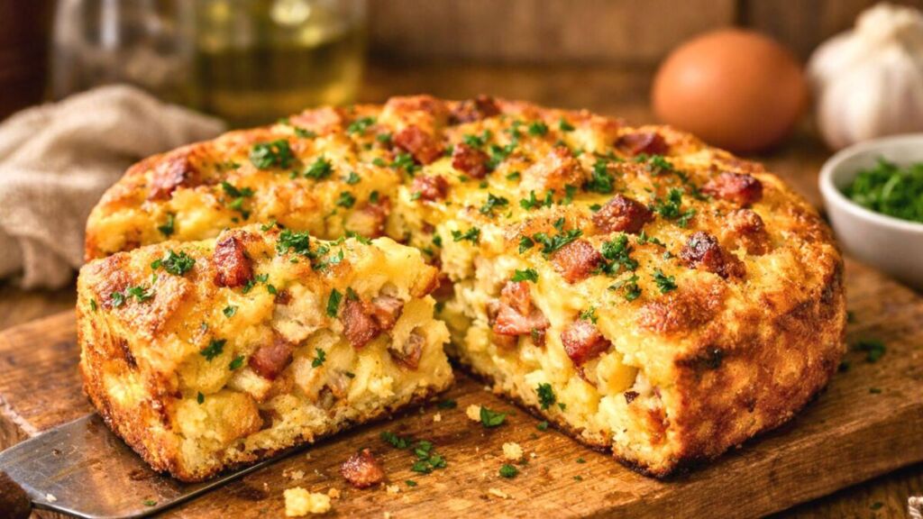 Quand le frigo semble vide, cette omelette dorée au pain rassis transforme les restes en pur moment de gourmandise