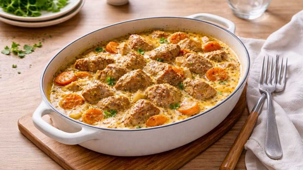Sauté de porc à la crème de moutarde : le secret pour une viande ultra fondante et une sauce qui réchauffe toute la table