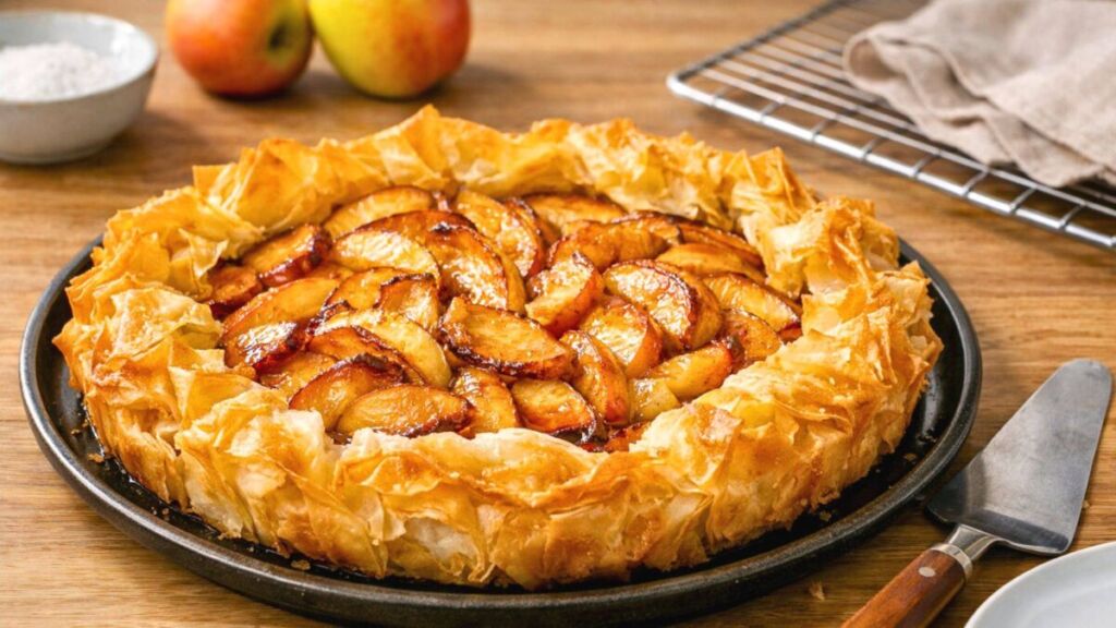 Entre croustillant aérien et pommes fondantes, cette tarte aux pommes en pâte filo réinvente le plaisir d’un dessert fait maison