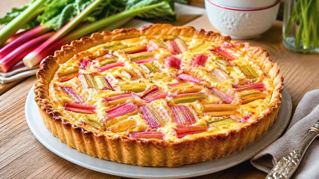 Tarte à la rhubarbe dorée au four : ce dessert familial qui surprend par son équilibre entre force et douceur