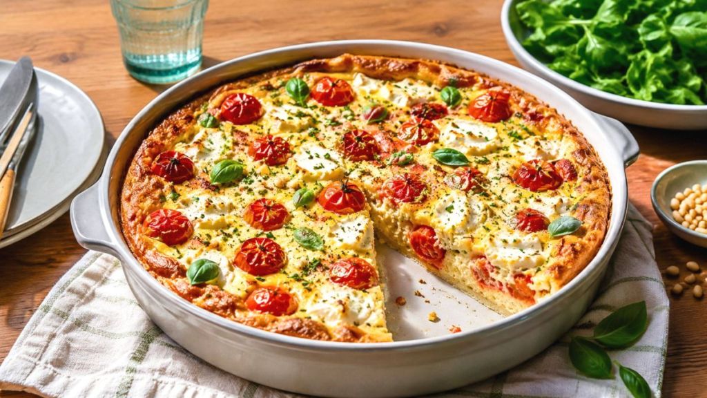 Ce clafoutis salé aux tomates cerises et chèvre transforme quelques ingrédients simples en plat d’été très gourmand