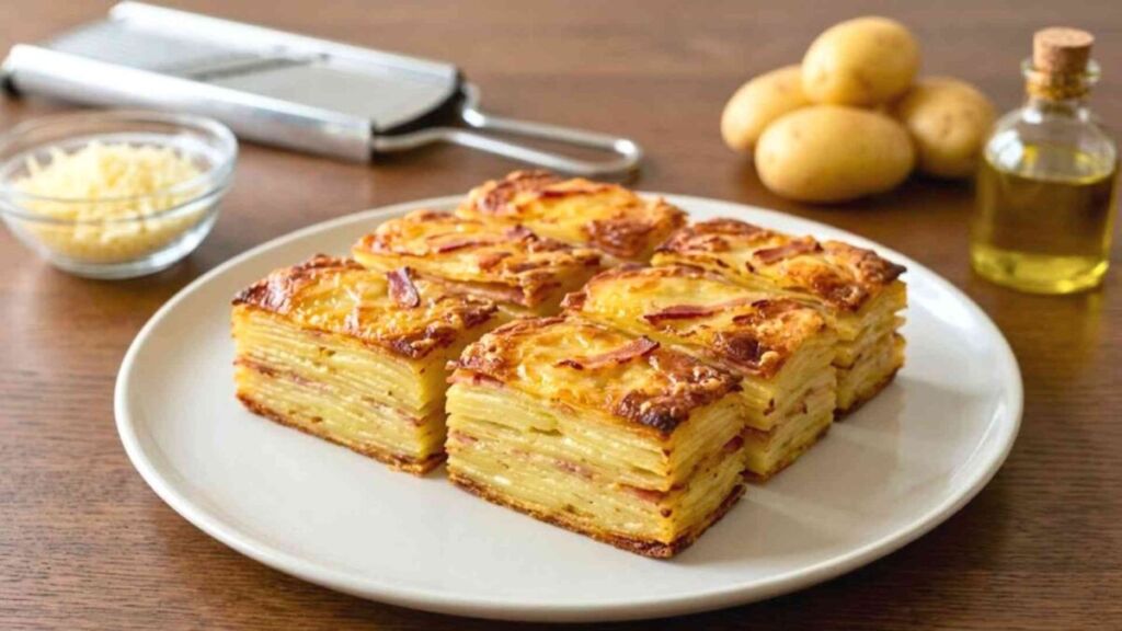Mille-feuille de pommes de terre au lard et comté : la merveille croustillante qui éclipse le gratin dauphinois