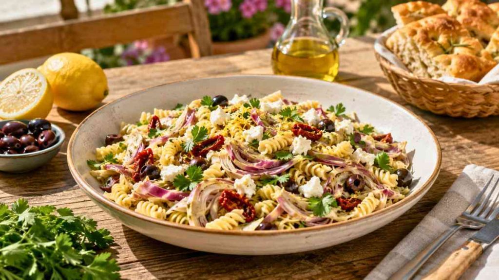 Salade croquante aux artichauts violets crus, feta fondante et torsades : la fraîcheur méditerranéenne s’invite à table