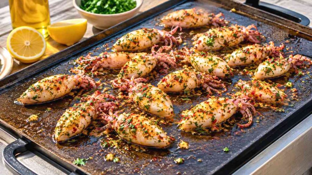 Une plancha bien chaude, des chipirons fondants, une sauce sublime : le dîner peut commencer