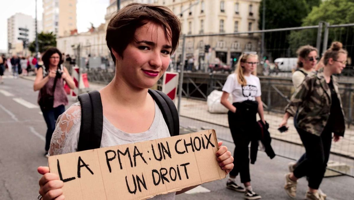 Lors d'une manifestation pour l'élargissement de la PMA.