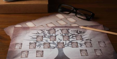 Un arbre généalogique sur une feuille.