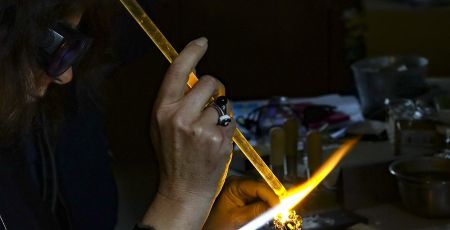 Verre fondu au chalumeau