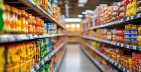 Rayonnages de supermarché - source Adobe Stock