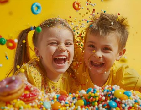 Enfants sous une avalanche de bonbons - crédit photo : Irina Ukrainets via Adobe Stock