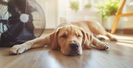 Chien qui a trop chaud - crédit photo : Shahla via Adobe Stock