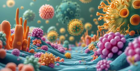 Microbiote reproduit en version colorée esthétique