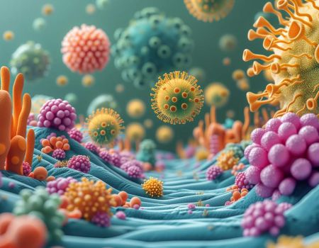 Microbiote reproduit en version colorée esthétique