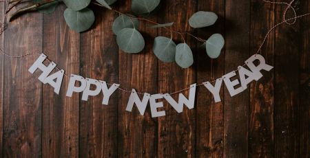 Happy New Year with eucalyptus branch