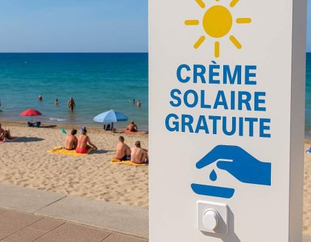 Distributeur de crème solaire gratuite