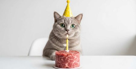 Chat qui fête son anniversaire