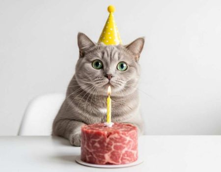 Chat qui fête son anniversaire