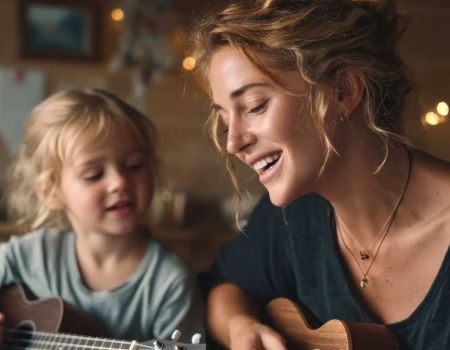 Mère et fille jouent de la musique - crédit photo : Khai via Adobe Stock