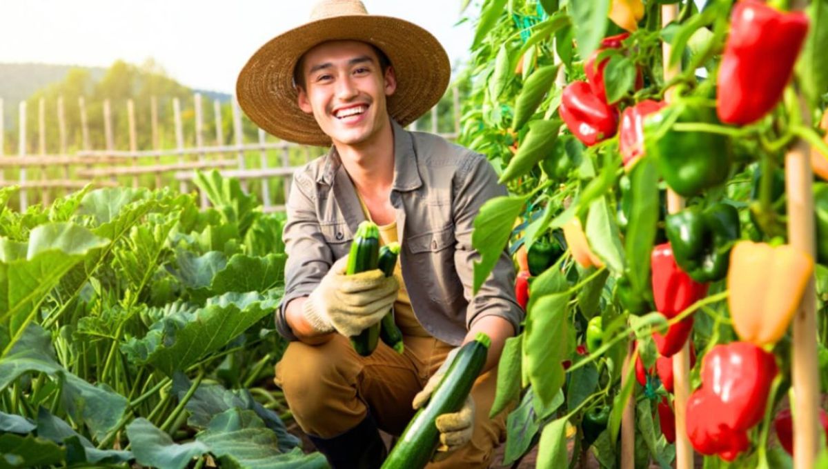 Jardinier dans son potager