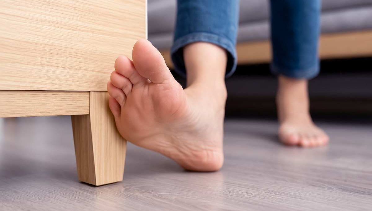Pieds qui se cognent dans un meuble - source : Dall-E