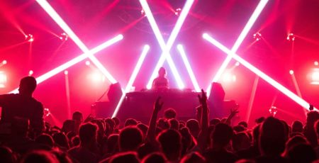 Red lights during a DJ set