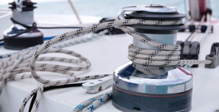Rope of Sailing white boat.