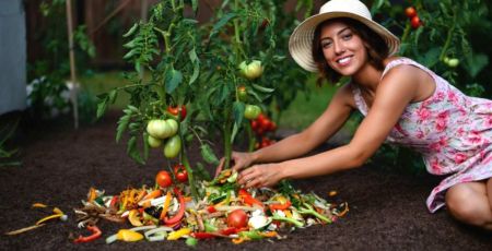 Jardinière qui utilise des épluchures