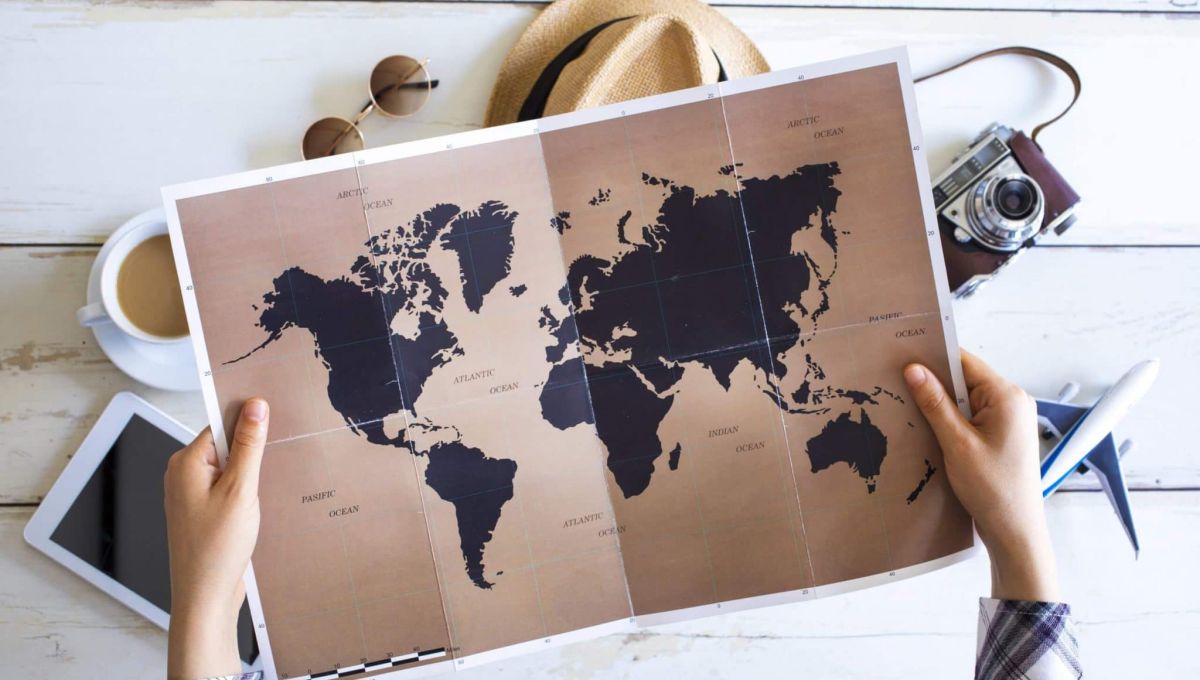 Travel planning concept on map