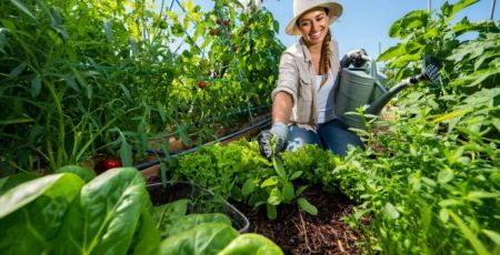 Jardinières dans son jardin